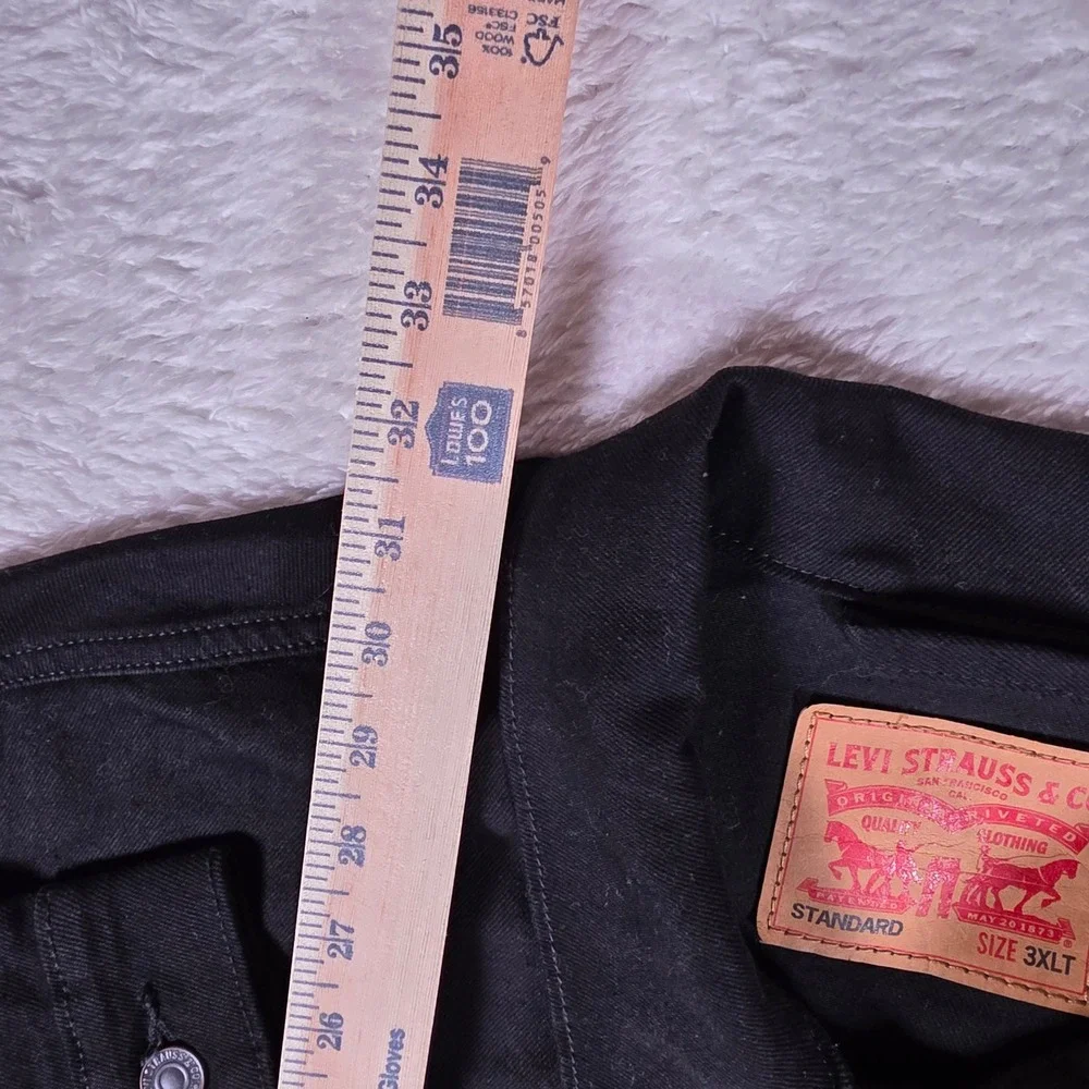 NEW Levi's Trucker Jacket Mens 3XLT Black Cotton Blend Stretch L/S Button Up